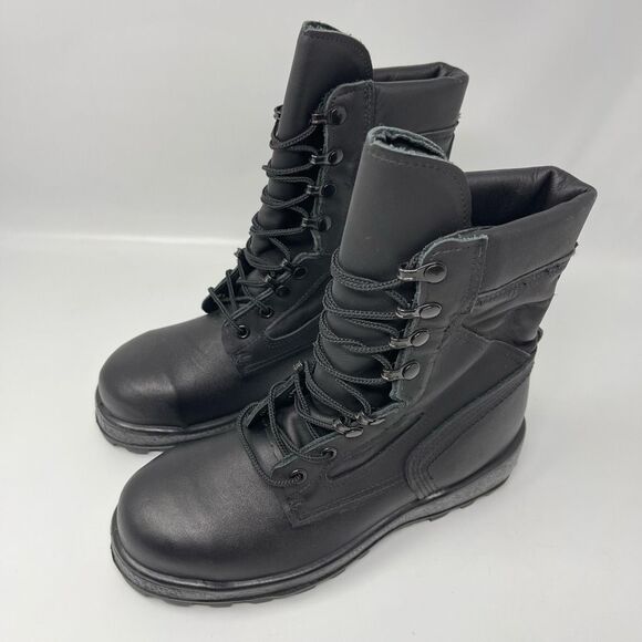 McRae Navy Steel Toe Combat Boots Mens Size 8RF Black Leather ASTM Shoes 9052 main image 4
